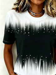 Casual Gradient Pattern Crew Neck Short Sleeve T-shirt