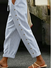 Women Striped Long Pants Vintage Spring/Fall Trousers