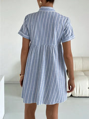 Loose Casual Shawl Collar Dress With No