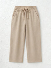 Women's Solid Color Breathable Linen Blend Casual Capri Pants For Daily Wear