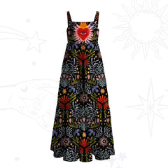 Sacred Flame Heart Wide Straps Maxi Dress