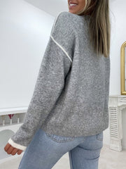 Plain Long Sleeve Round Neck Sweater