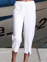 Women's Linen High Waist Pure White Casual Loose Pants with Pockets