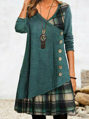 Irregular Plaid Patchwork Dress