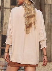 Women's Casual 3/4 Sleeves V-Neck Loose Basic T-Shirt