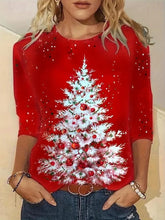 Festive Christmas Tree Round Neck T-Shirt