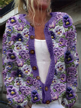 Casual Floral Long Sleeve Comfy Knitted Cardigan