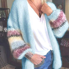 Casual Color Block Long Sleeve Comfy Yarn/Wool Yarn Sweater