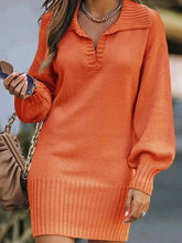 Plain V Neck Long Sleeve Comfy Casual Midi Dress