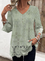 V-neck Plain Short Sleeve Loose Shirt
