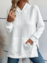 Casual Hooded Fall Fashion Side Split Buckles Long Sleeve Patch Pocket Sweatshirt