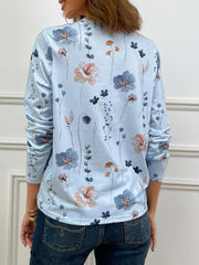 Casual Floral Print Crew Neck Long Sleeve Daily Loose Blouse