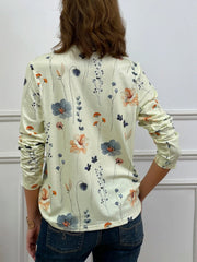 Casual Floral Print Crew Neck Long Sleeve Daily Loose Blouse