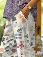 Casual Floral Loose Turnip Pants