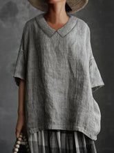 Plain Cotton Casual V Neck Half Sleeve Shirt