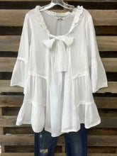 Plain V Neck Cotton-Blend Blouse