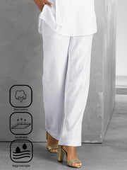 Plain Casual Pocket Stitching Loose Pants