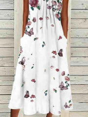 Sleeveless Regular Fit Vacation Floral Midi Dress