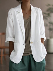 Plain Lapel Collar Casual Loose Fit Blazer