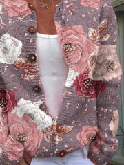 Vintage Floral Long Sleeve Button Down Casual Cardigan
