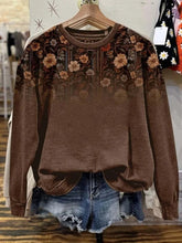 Casual Floral Print Round Neck Long Sleeve Sweatshirt