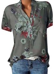 Floral Short Sleeve Casual Summer Blouses