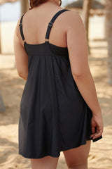 Solid Color Hollow out Straps V-neck Swimdress