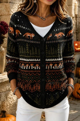 Women Animal Long Sleeve Comfy Casual Cardigan