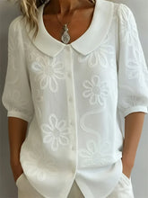 Floral Peter Pan Collar Printed Half Sleeve Shirt