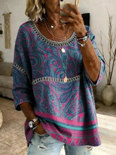 Special Paisley Print Round Neck Short Sleeve Top