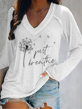 Dandelion Print V-neck Long Sleeves Sweatshirt