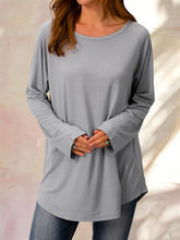 Solid Color Boat Neck Casual Long Sleeves Sweatshirt