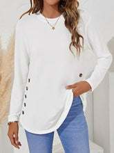 Solid Color O-neck Buttons Long Sleeves Sweatshirt
