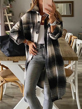 Plaid Lapel Long Sleeves Buttons Long Shirts Jacket