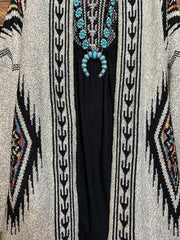Ethnic Tribal Print Long Sleeves Sweater Cardigan