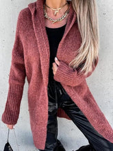 Solid Color Hooded Long Sleeves Sweater Cardigan