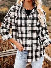Plaid Casual Lapel Buttons Long Sleeves Blouse