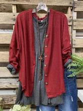 Solid Color V-neck Buttons Long Sleeves Cardigan