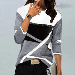Broken Glass White and Gray Color Block Black Long Sleeve Sweatshirt