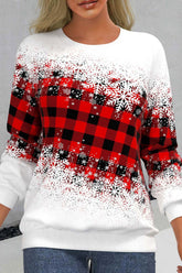 Snowflake Print Round Neck Long Sleeves Sweatshirt