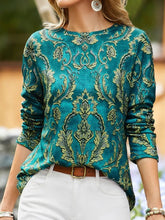 Ethnic Print Crew Neck Boho Long Sleeves Sweatshirts