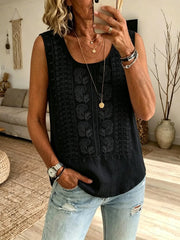 Women's Vintage Floral Textured Sleeveless Vest