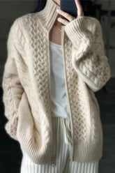 Stand Collar Regular Fit Sweater Coat