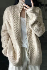 Stand Collar Regular Fit Sweater Coat
