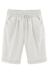 Plain with Pockets Sashes Holiday Loose Shorts (9 Colors)
