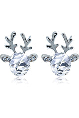 Crystal Gem Christmas Antlers Stud Earrings