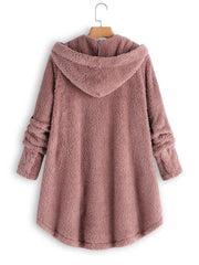 Solid Color Buttons Hooded Long Sleeves Warm Coat