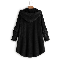 Solid Color Buttons Hooded Long Sleeves Warm Coat