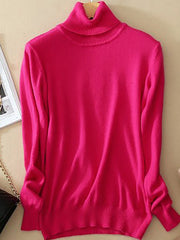 Solid Color Casual High Neck Long Sleeves Sweater