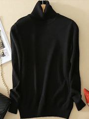 Solid Color Casual High Neck Long Sleeves Sweater